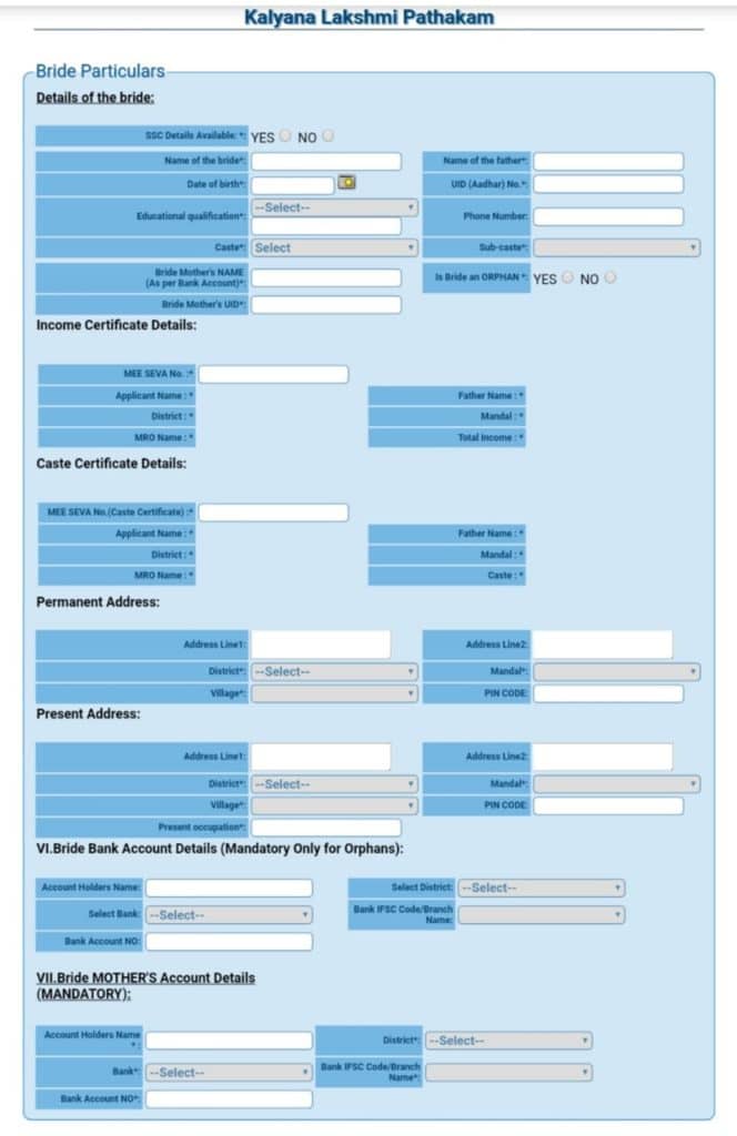 Kalyana Lakshmi Scheme Application Process