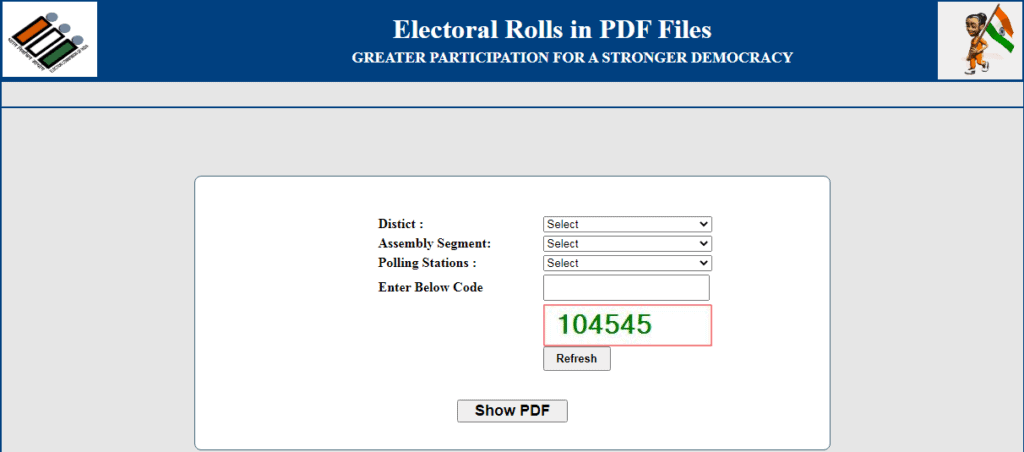 Process to get PDF Electoral Roll