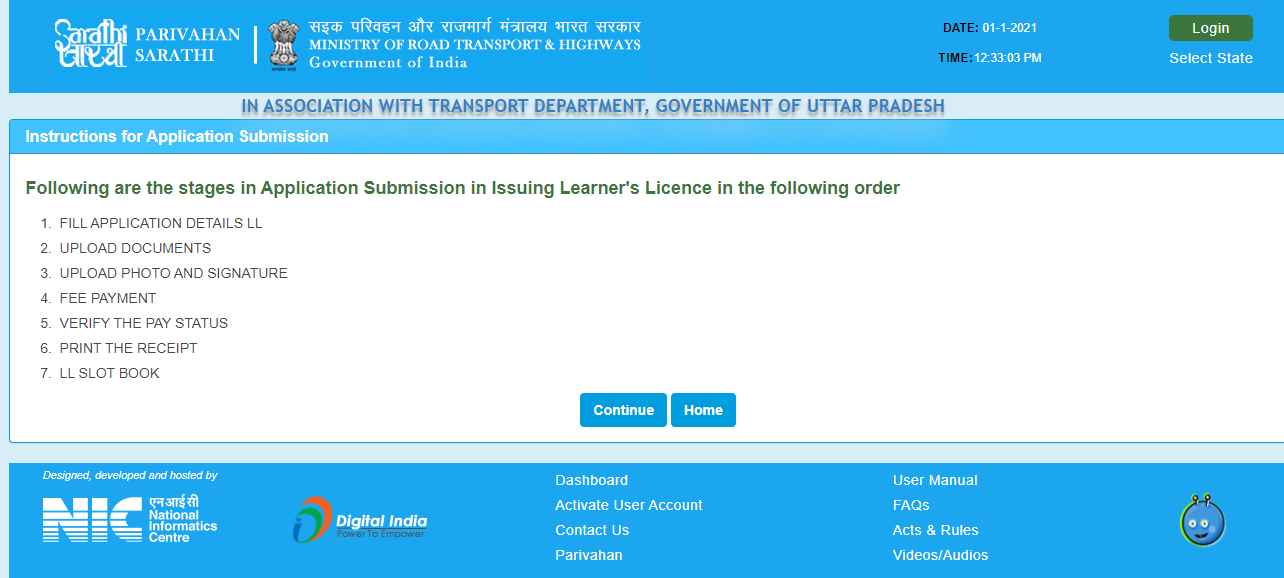 UP Driving License: (Sarathi Parivahan) Apply Online, DL Fee
