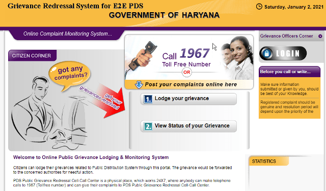 Haryana Ration Card List Grievance 