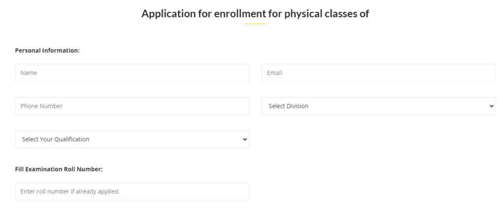 Application Form Enrollment