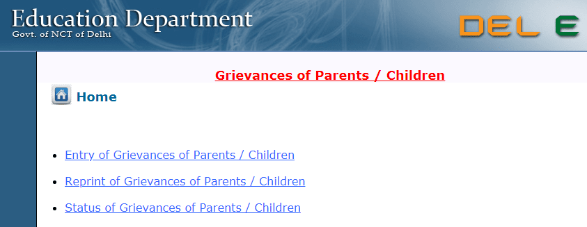 Submit Grievance Of Parents