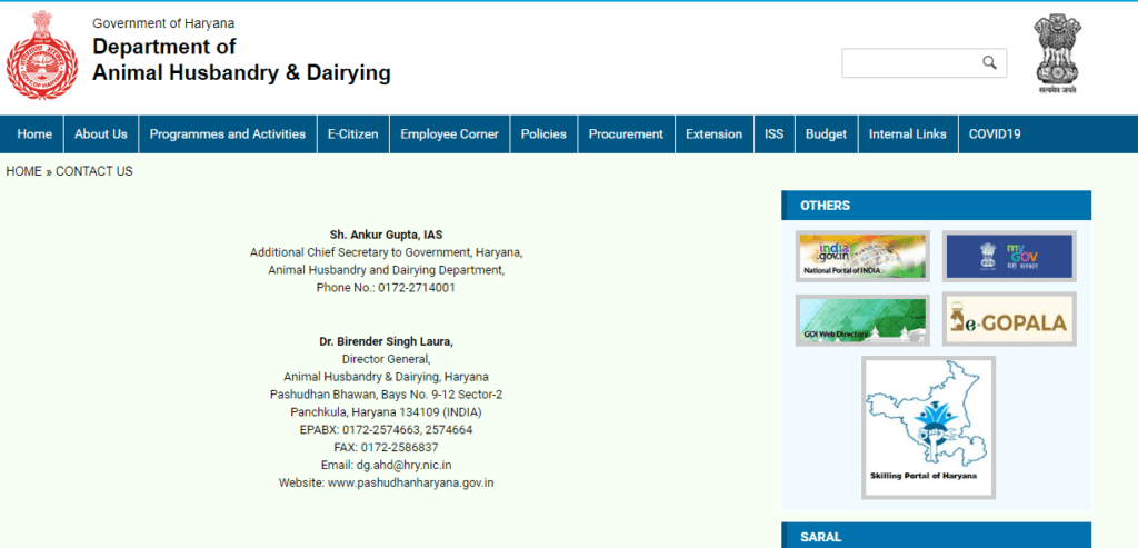 Haryana pashudhan bima yojana Contact Us 