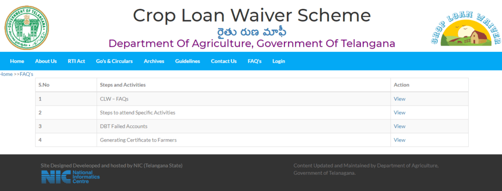 Crop Loan Waiver Scheme Frequently Asked Questions PDF
