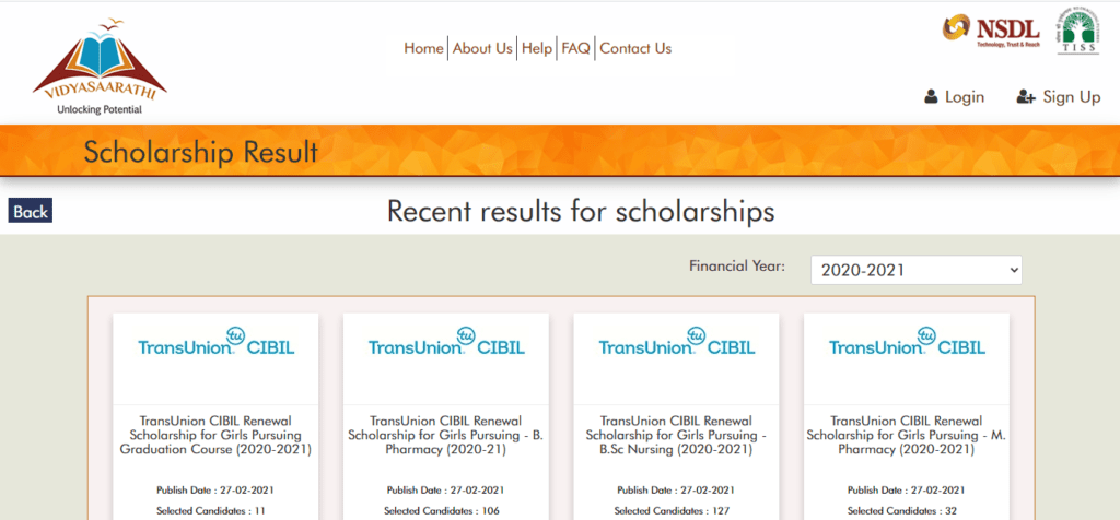 Process To View Scholarship Result