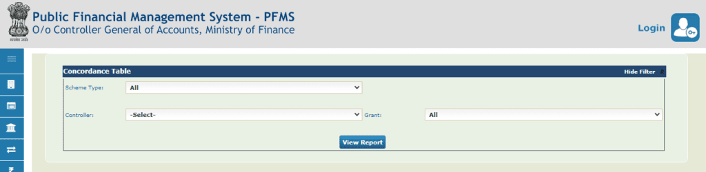 PFMS Scholarship  Concordance Table 