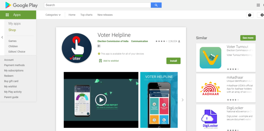 To Download Voter Helpline Mobile App
