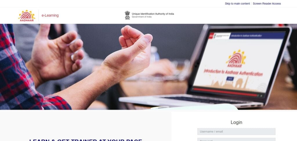 UIDAI e Learning Aadhar Registration 2023