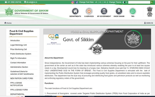 Sikkim Ration Card 