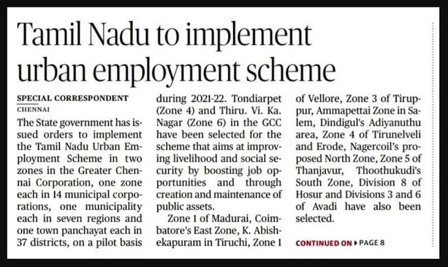 Tamil Nadu Urban Employment Scheme 