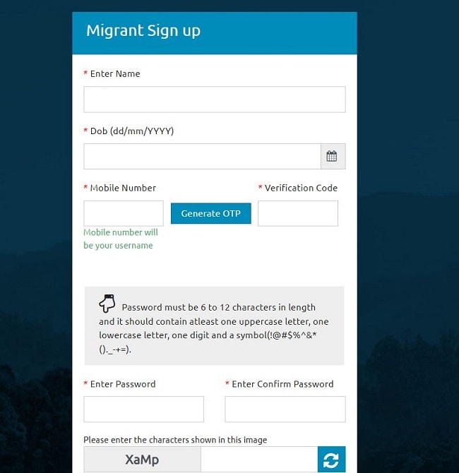 Migrant Sign Up