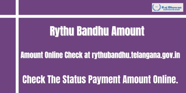 Rythu Bandhu Amount Online